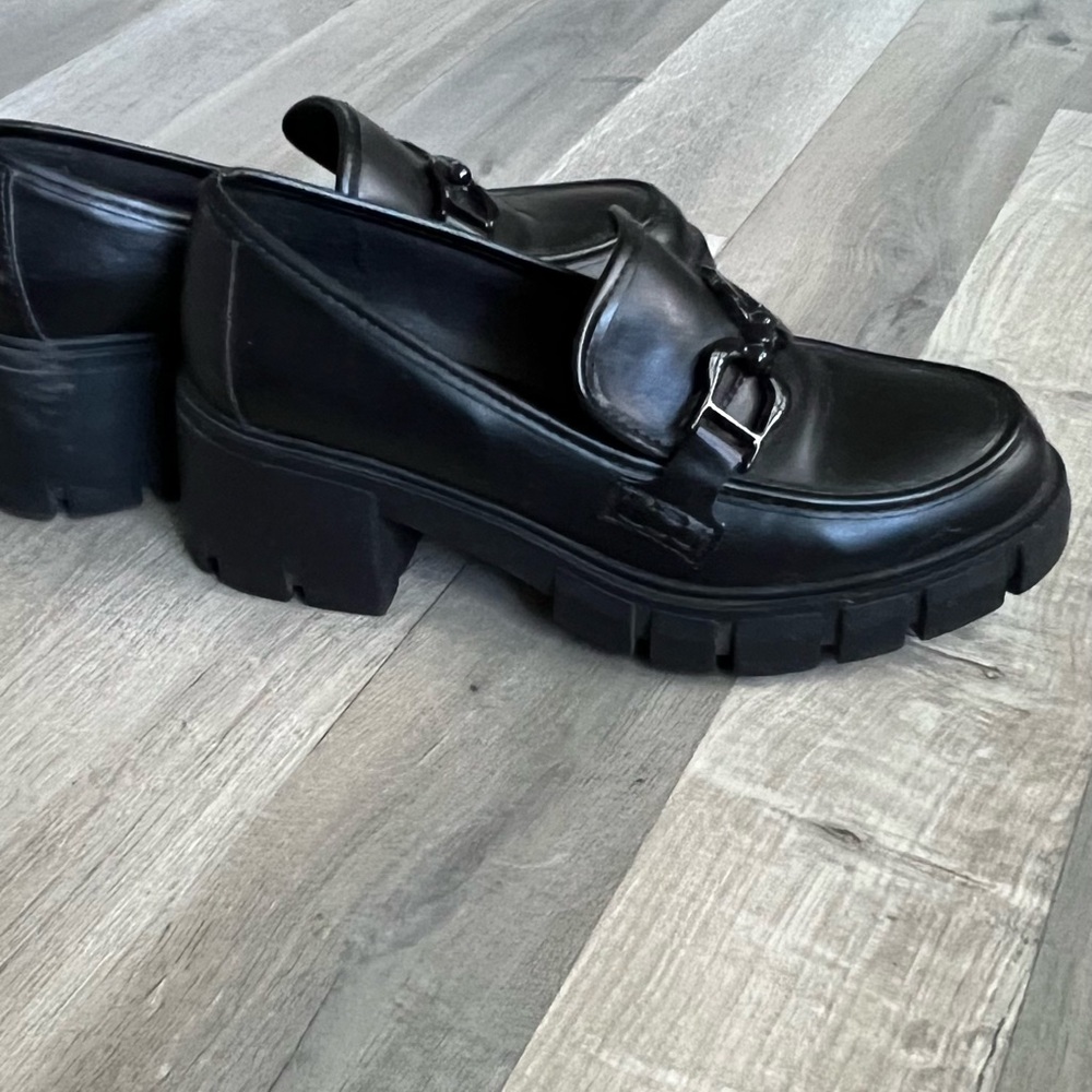 Madden Girl Black Chunky Loafers